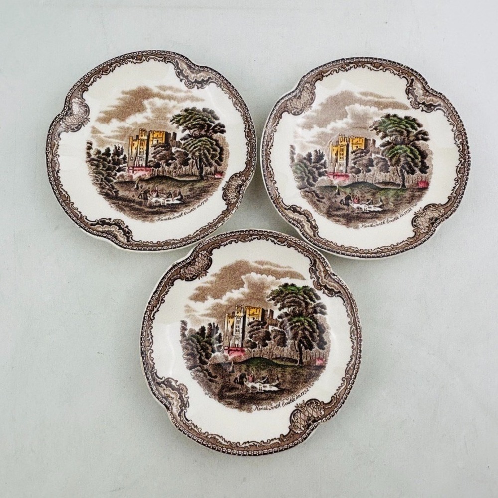 Johnson Bros Old Britain Saucer Replacement Lot of 3 Brown 5.75" England